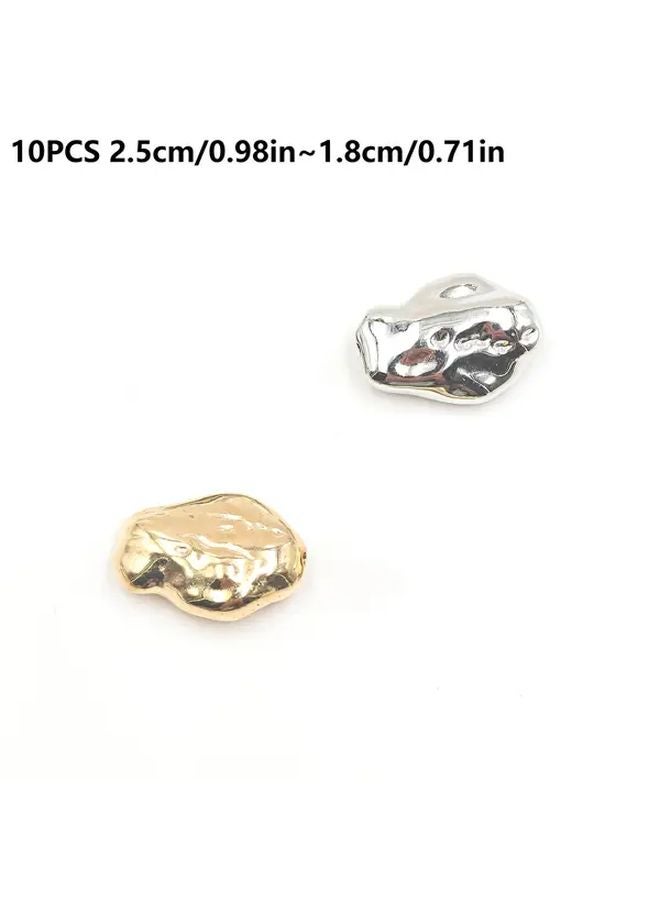 Golden Irregular Flat Beads 10pcs DIY Jewelry Making Craft Supplies - Image 4